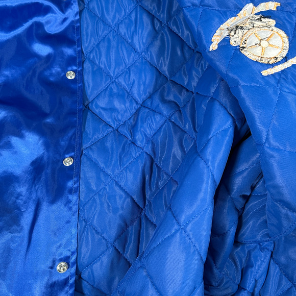 Vintage Teamsters Jacket Adult LARGE Blue King Louie Satin Bomber Union Made 80s - Picture 7 of 10